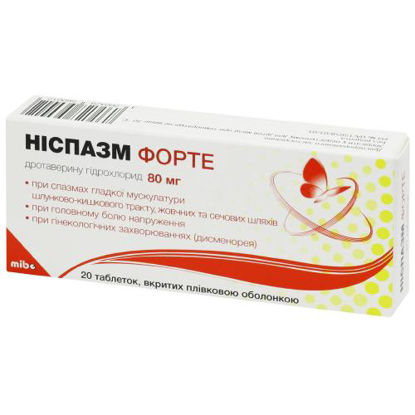 Світлина Ніспазм Форте таблетки 80 мг №20
